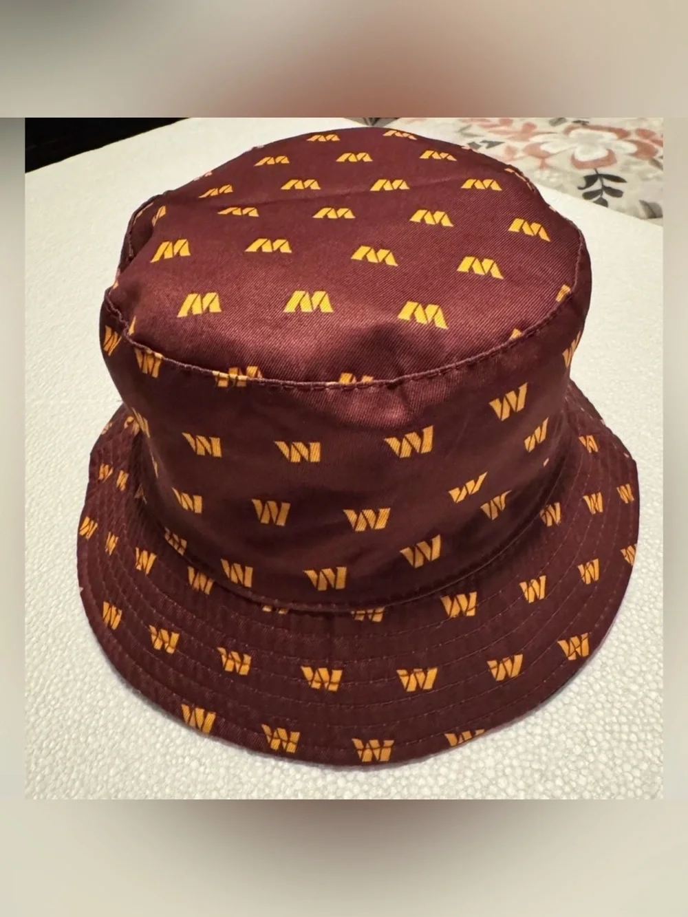 NFL Red and White Tie-Dye Bucket Hat with Gold-Trim Logo